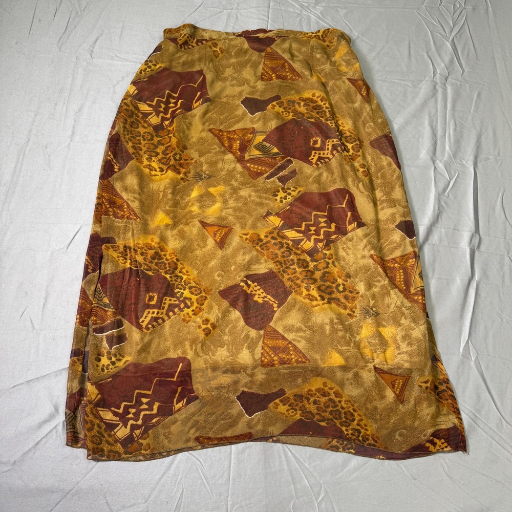 Erica Brooke Collection Women 14 Plus Abstract Leopard Print Maxi Skirt VTG